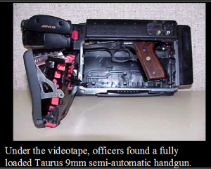 Image of a Video recorder gun safe open